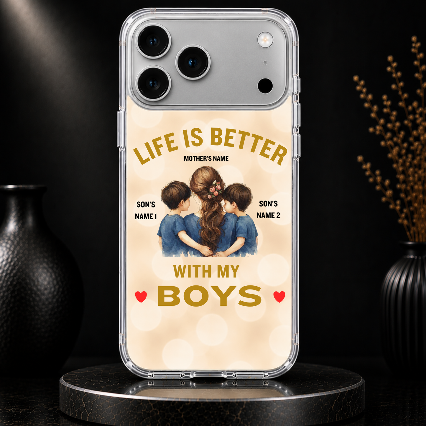 LIFE IS BETTER WITH MY BOYS (MOM & 2 SONS)-IPHONE HARD CASE